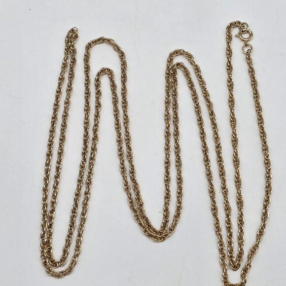 Gold Tone Twisted Rope Chain Necklace Extra Long 54" - Picture 5 of 6